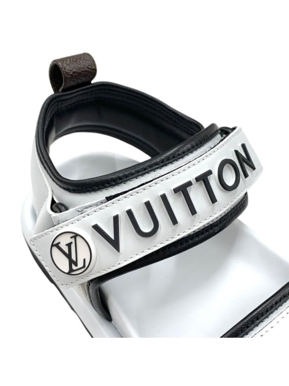 ★SOLD★ Louis Vuitton Pool Pillow Line Sandals Shoes Leather White Black - Picture 9 of 10